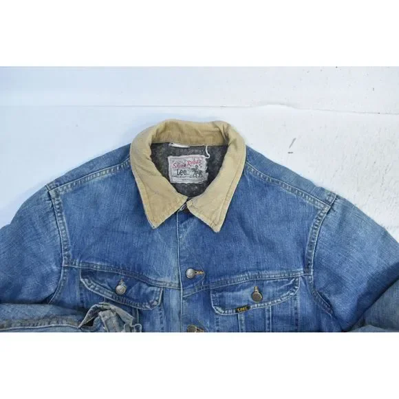 Storm Rider Lee Vintage Made in USA Denim Button Front Jean Jacket Distressed M - Picture 9 of 10